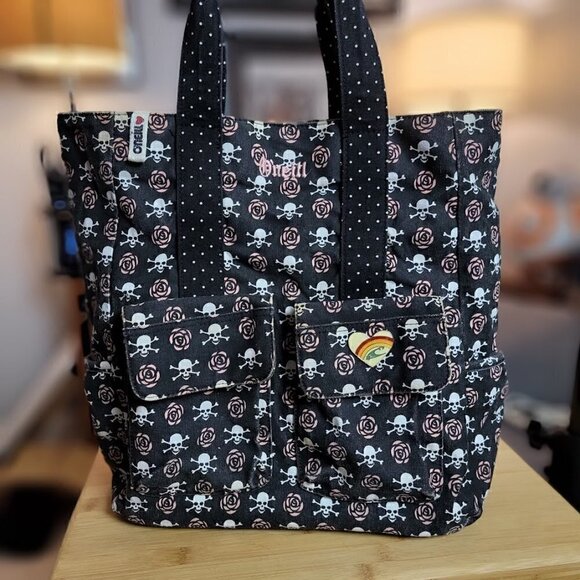 O'Neill Skull and Rose Tote - Vintage! - Picture 2 of 9